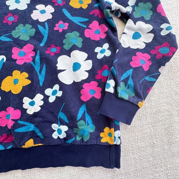 Hanna Andersson Girl's Navy Floral French Terry Sweatshirt VGUC 12 - Picture 3 of 5